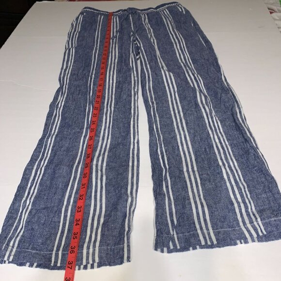 Old Navy Women's Blue White Striped Drawstring Linen Pants Size Small - Picture 10 of 12